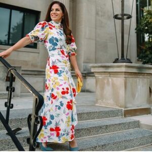 NWT RIXO For Target Floral Mock Neck Cascade Dress Size 8